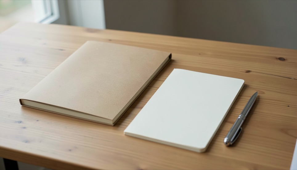 A US rulebook, a plain invoice folder and a dated call note on a wooden desk